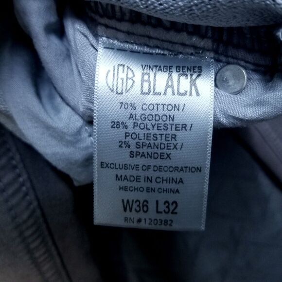 Vintage Genes Black Jeans Mens 36x32 Purple Slim Fit Dark Wash American Denim - Picture 9 of 12